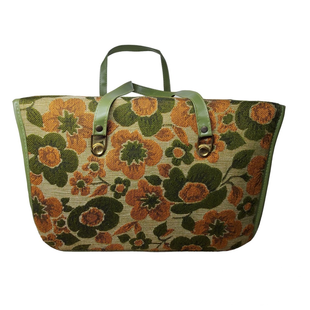 Vintage Tapestry diaper bag floral green brown MCM